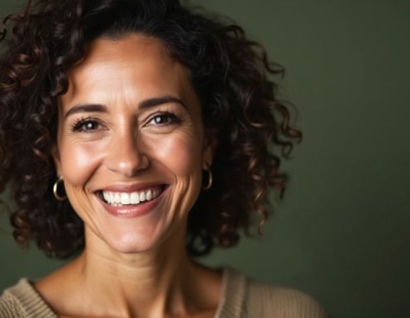 Portrait of middle-aged woman with perfect teeth