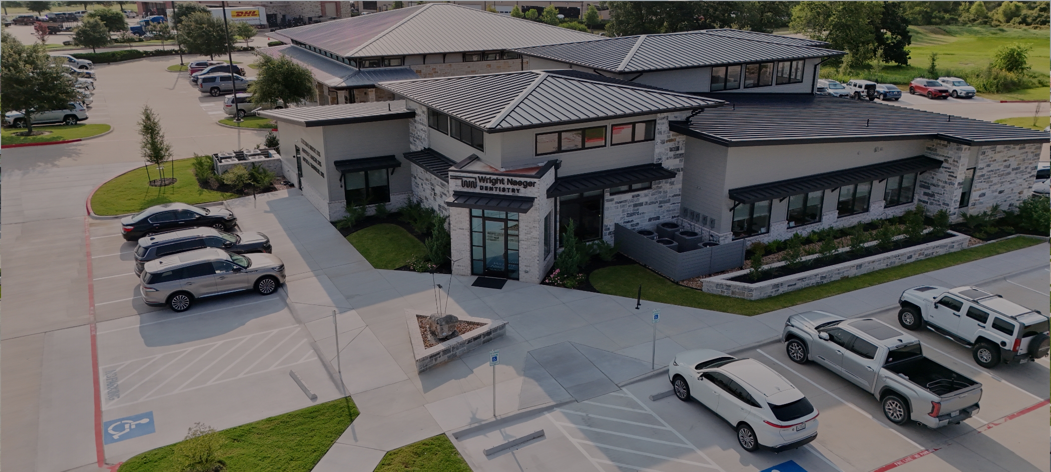 Aerial view of Wright Naeger Dentistry in College Station
