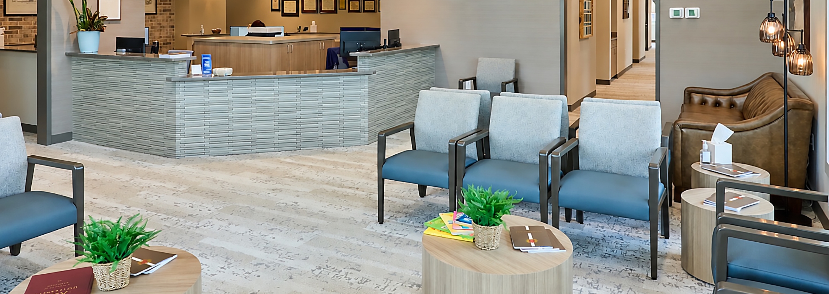 Welcoming reception area at Wright Naeger Dentistry
